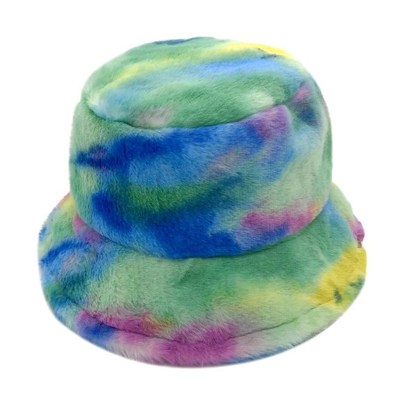Fabulous Tye Dye Faux Fur Bucket Hat And Gloves Mitt Set main image 6